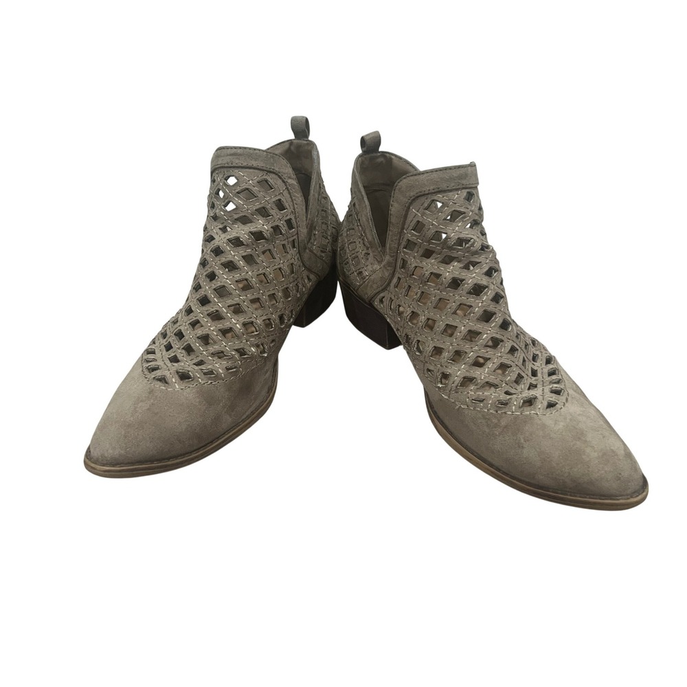 Mossimo Ankle Booties Womens Laser Cut Lattice Taupe Sz 9.5 Boho Western Caged